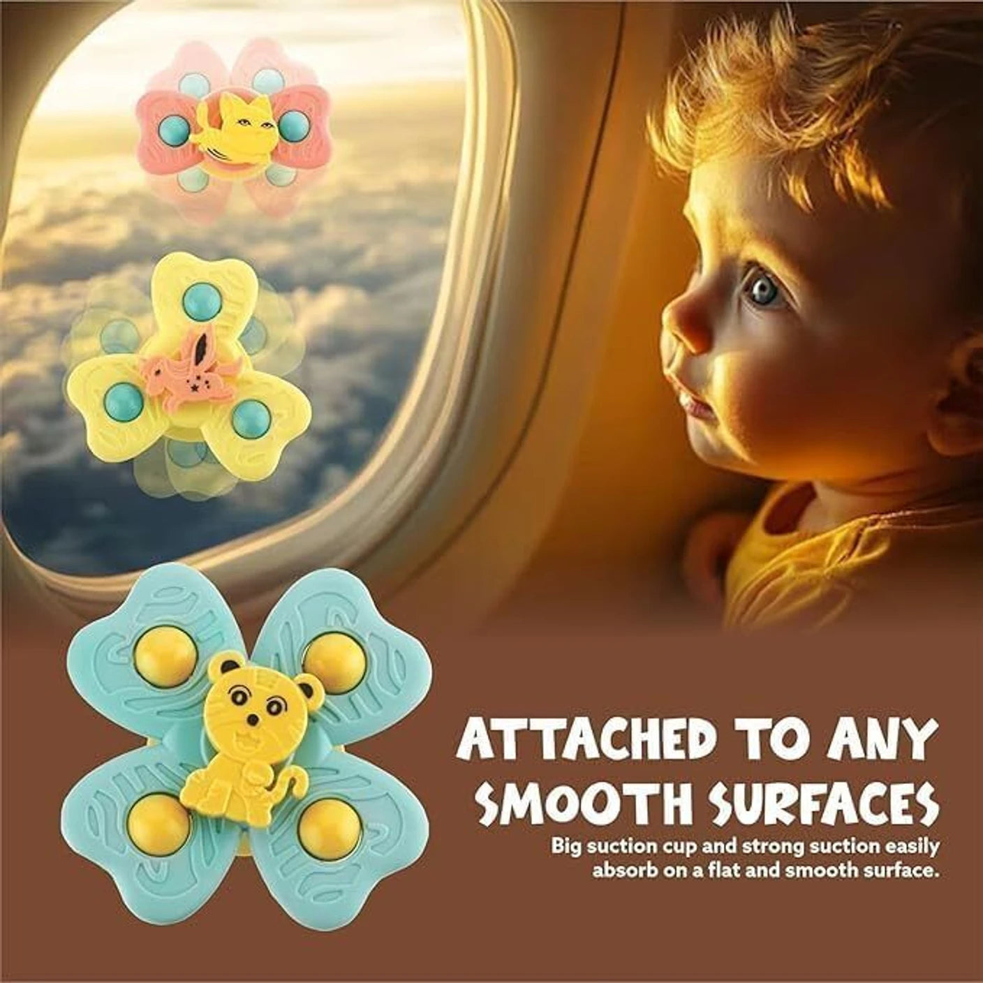 3Pcs Suction Cup Fidget Spinner Bath Toys for Kids | BPA-Free Sensory Toys
