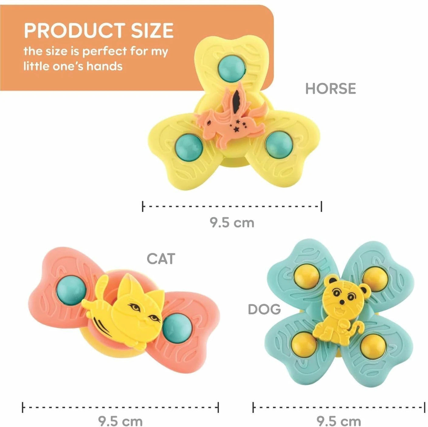 3Pcs Suction Cup Fidget Spinner Bath Toys for Kids | BPA-Free Sensory Toys