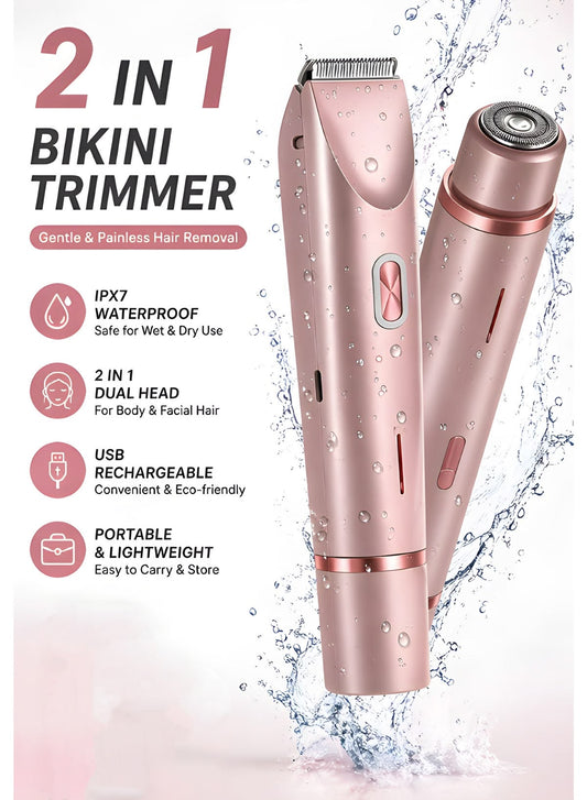 2-in-1 Bikini Trimmer for Women – Waterproof Shaver and trimmer