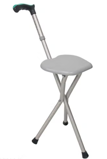Foldable Walking Stick with Seat – Adjustable Portable Cane Chair