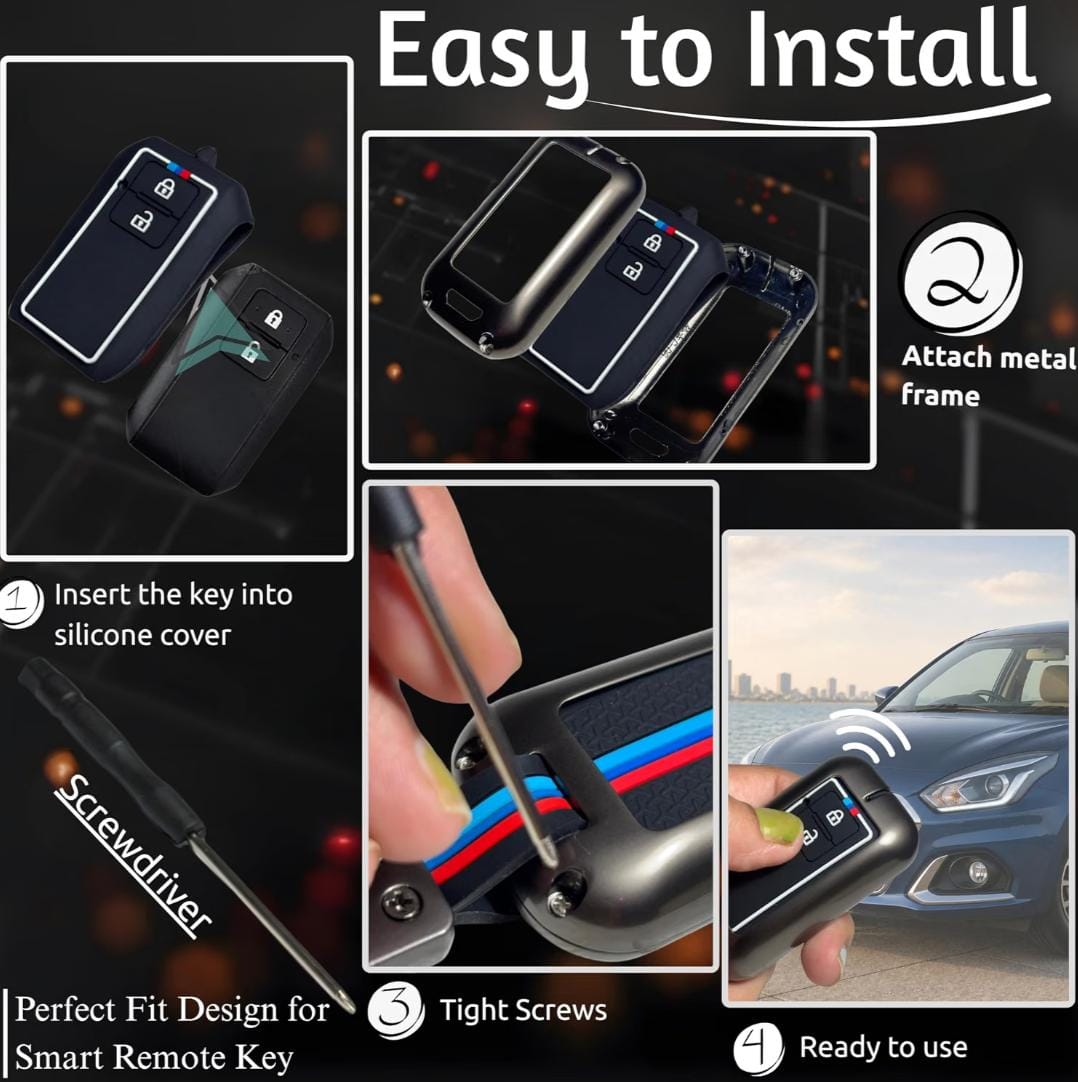 Premium Metal Key Cover – 2 Button Smart Key