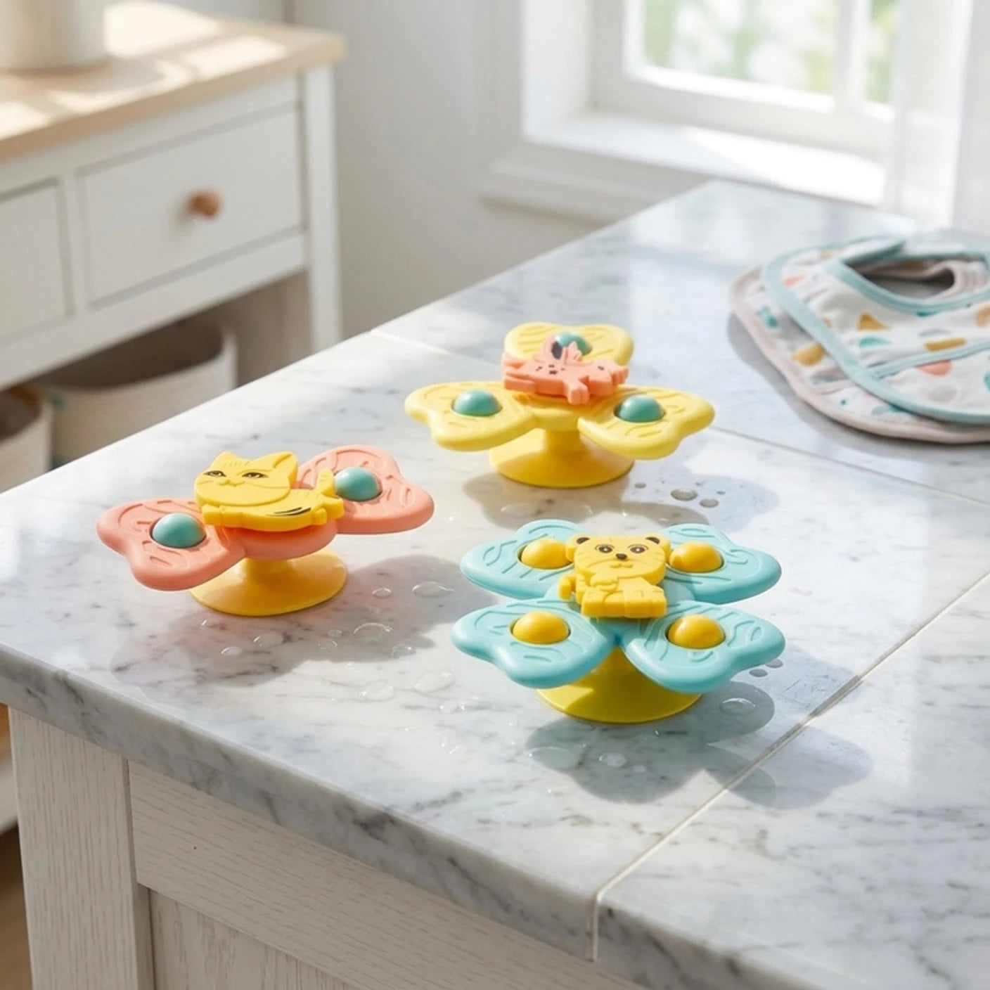 3Pcs Suction Cup Fidget Spinner Bath Toys for Kids | BPA-Free Sensory Toys