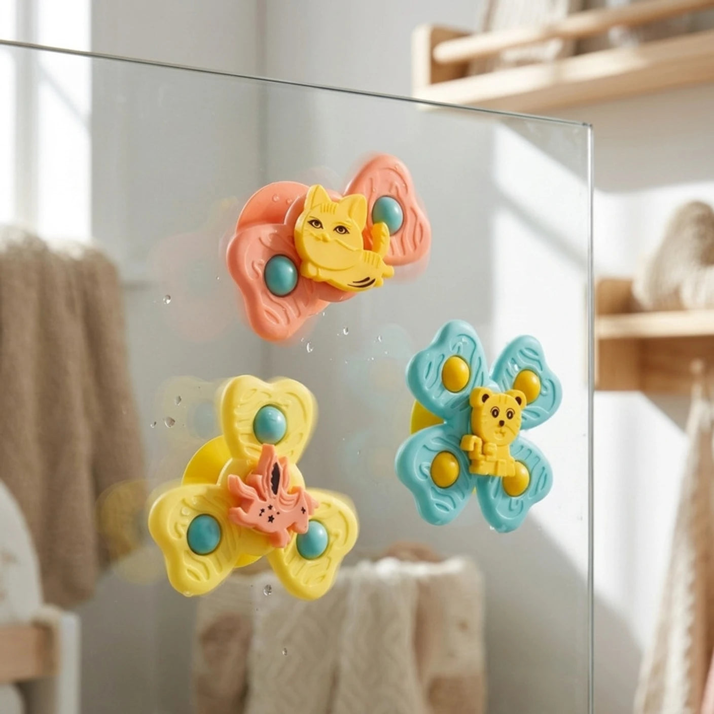 3Pcs Suction Cup Fidget Spinner Bath Toys for Kids | BPA-Free Sensory Toys