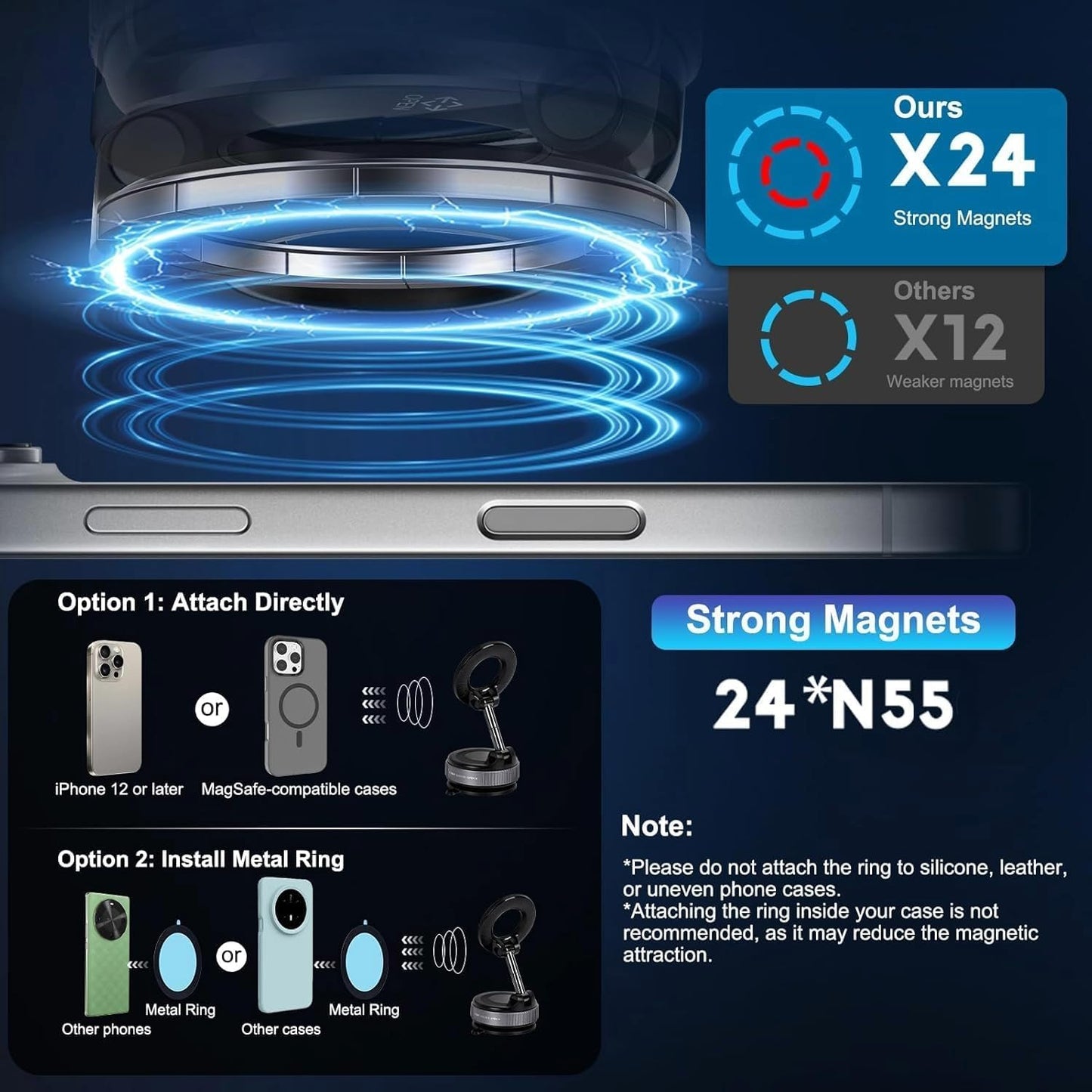 360° Vacuum Magnetic Car Phone Mount