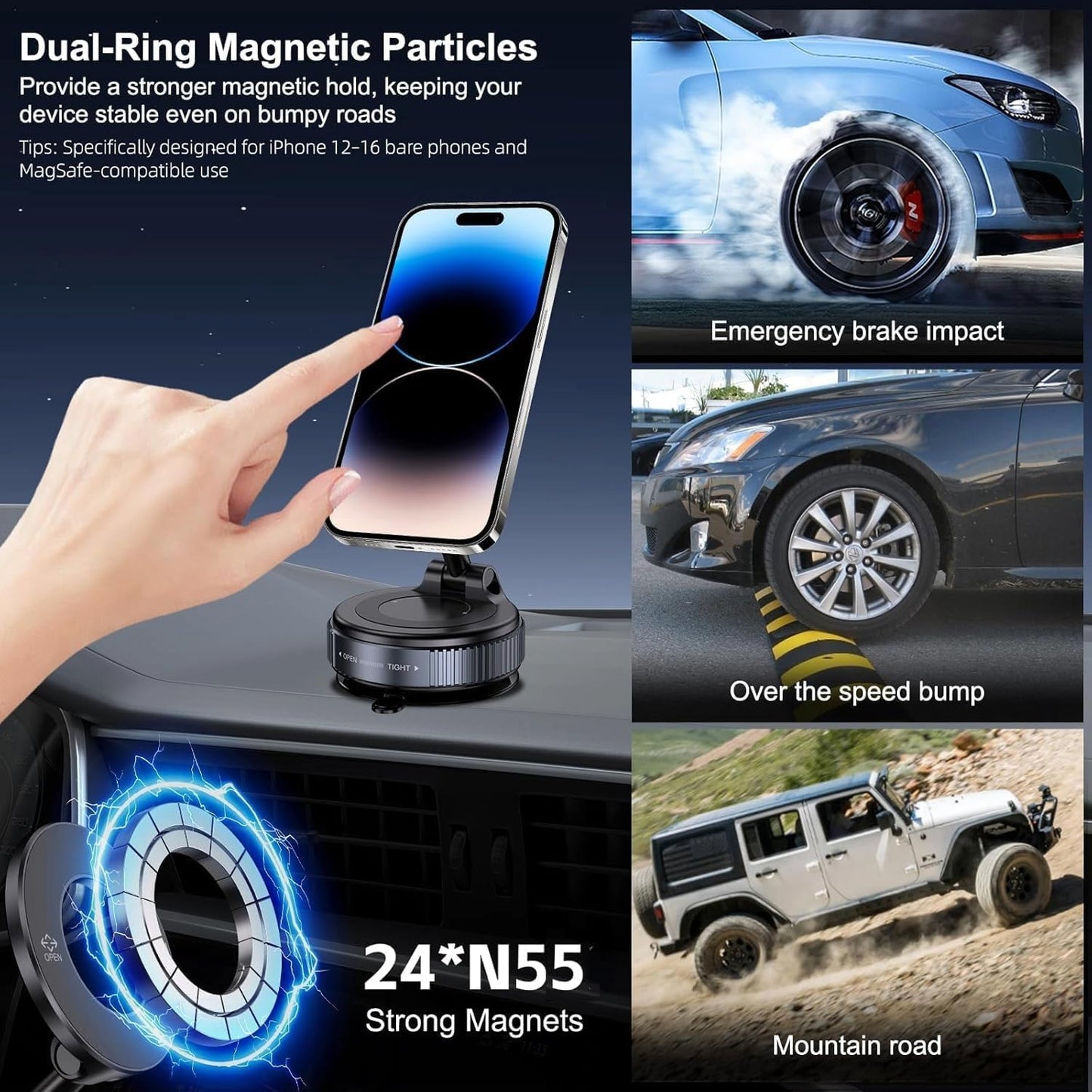 360° Vacuum Magnetic Car Phone Mount